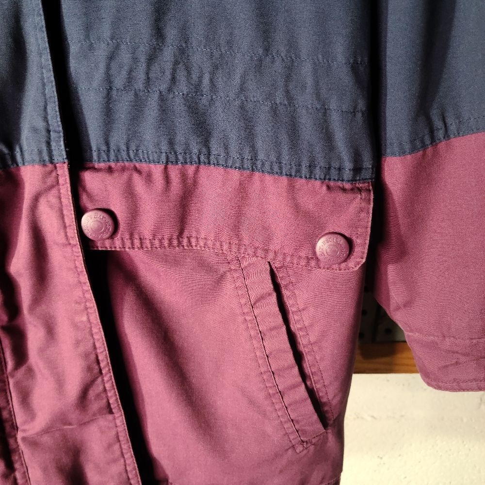 Vintage 90s Purple Navy Colorblock Hooded Parka Coat Medium/Large Retro Ski Jack - Picture 3 of 5